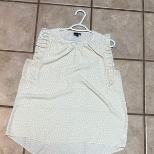 Cream Sleeveless Ruffle Top